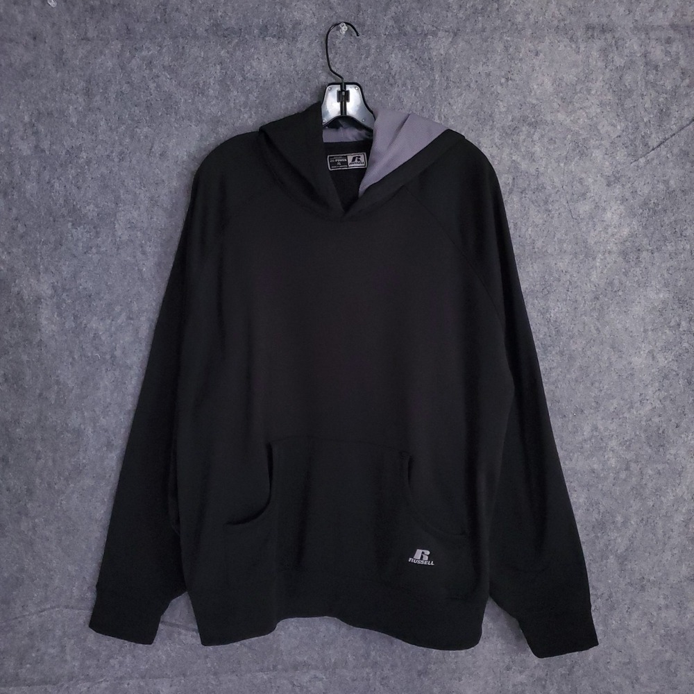 Russell Athletic‎ Fusion Knit Full Zip Hoodie Sweatshirt Mens Size XL Black Dri